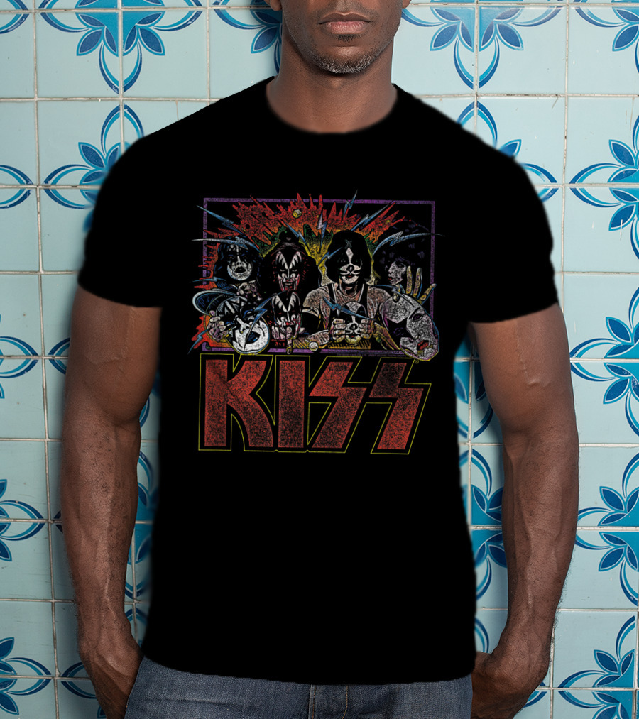 KISS Unmasked Explosive Comic Album T-Shirt