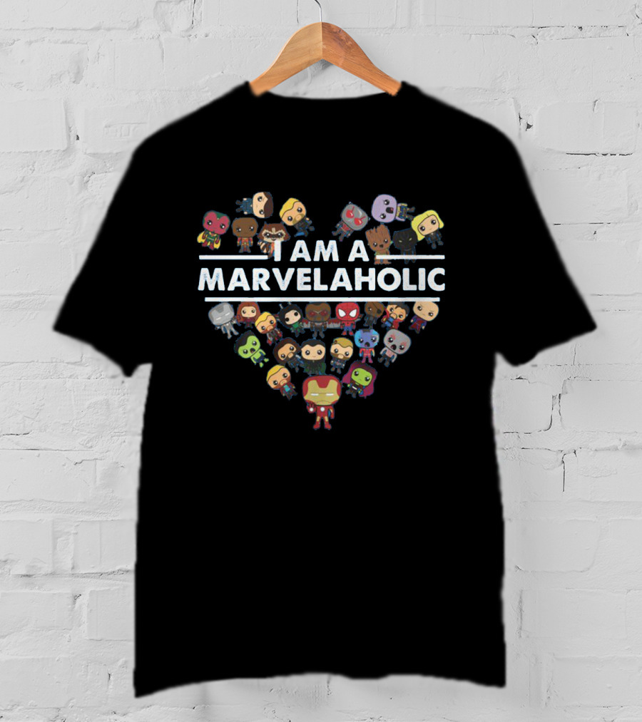 I Am A Marvelaholic Marvel Fans Characters Heart T-Shirt