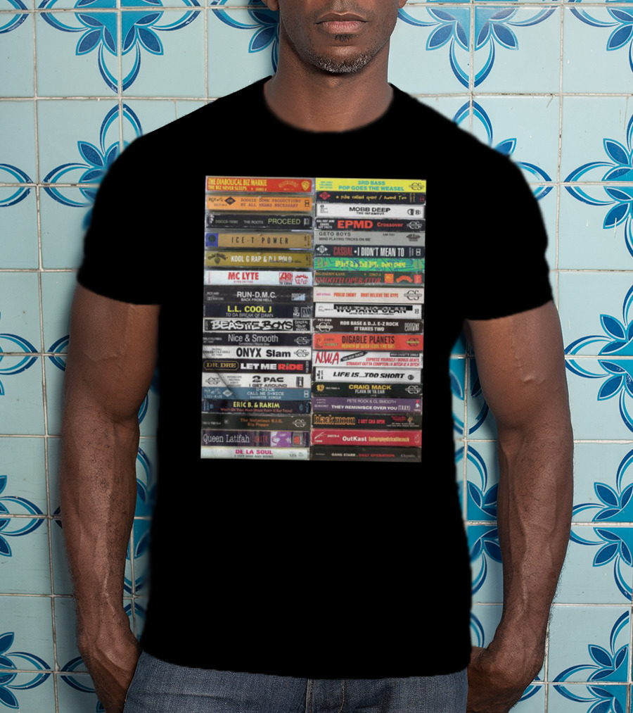 Classic Hip-Hop Cassette Tape Collection Featuring Legendary Artists And Iconic Albums T-Shirt