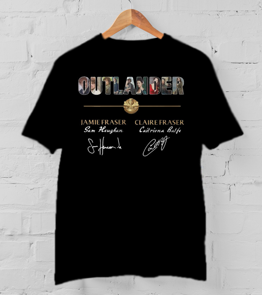 Outlander Jamie Fraser Claire Fraser Sam Heughan Caitriona Balfe Signatures T-Shirt
