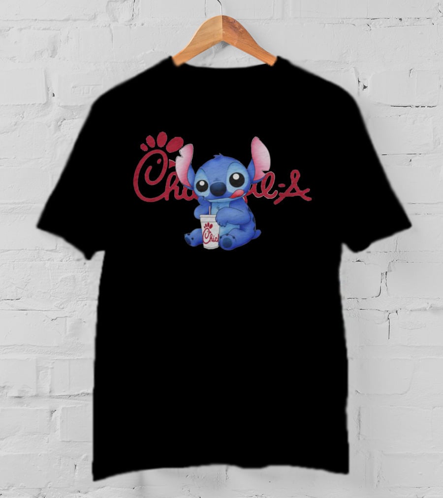 Chickfila Stitch Holding Drink T-Shirt