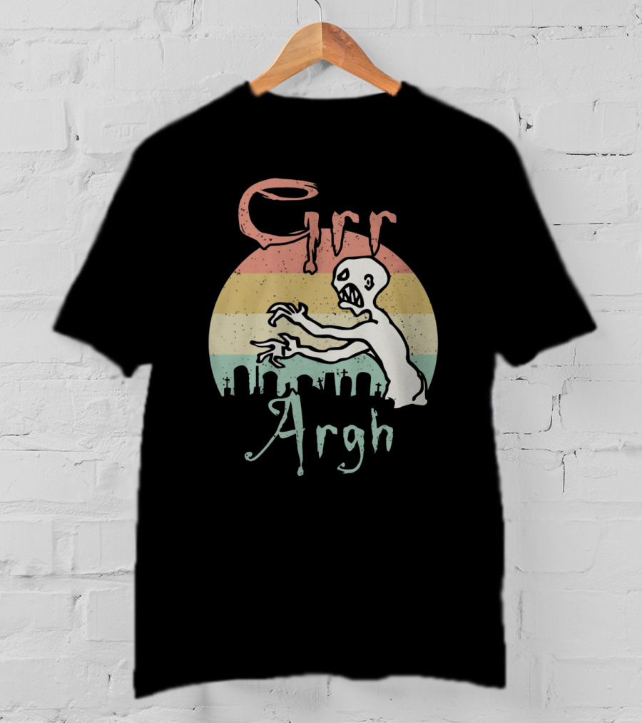 GRR ARGH Zombie Graveyard Retro Sunset T-Shirt
