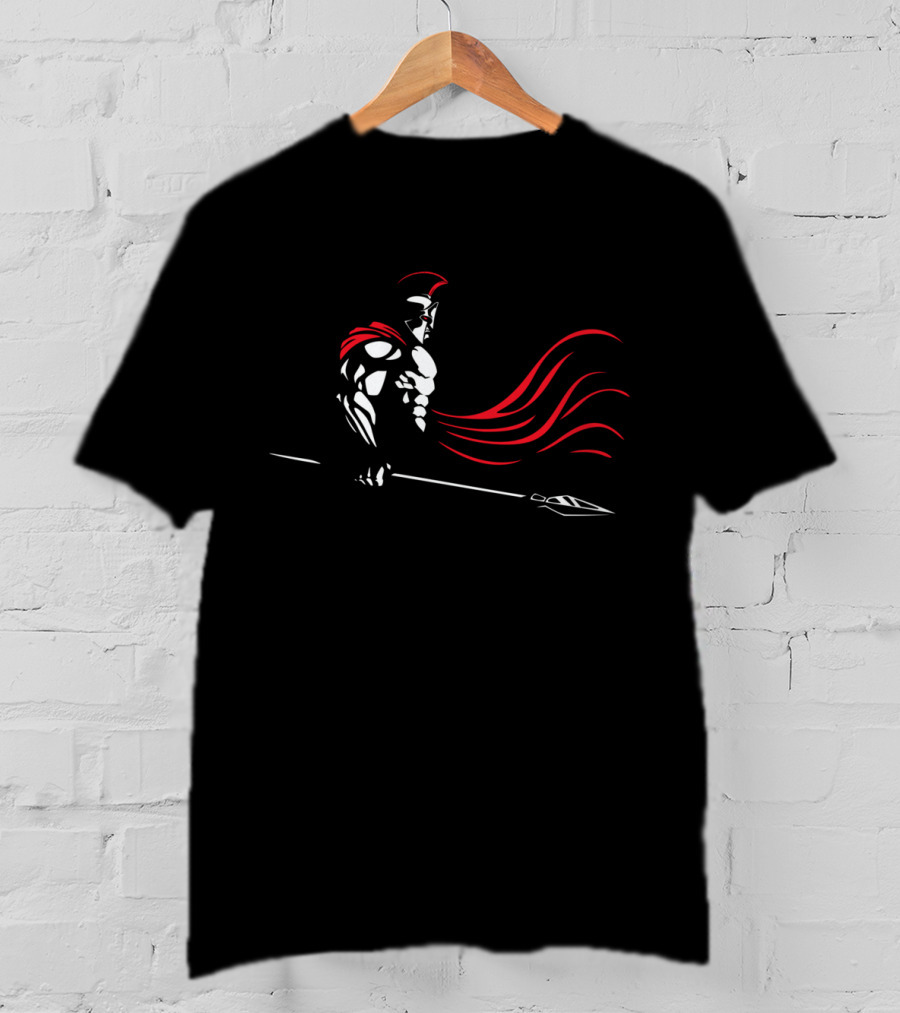 SPARTAN Warrior With Red Cape And Spear T-Shirt