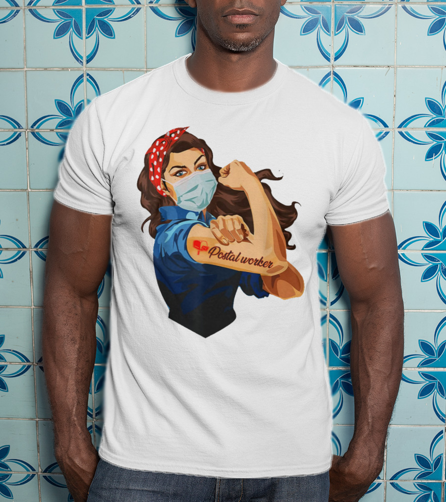 Proud Postal Worker Rosie The Riveter Masked T-Shirt
