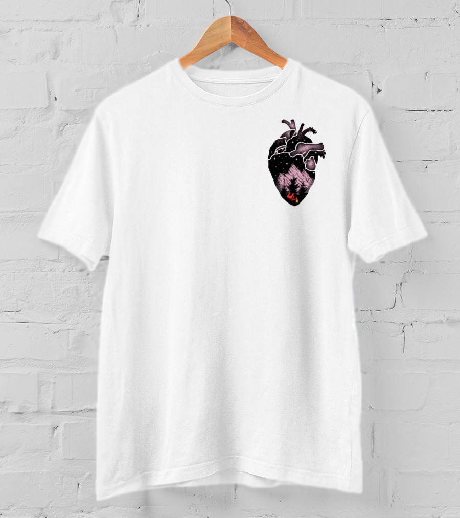 Camping Heart Forest Night Tent T-Shirt