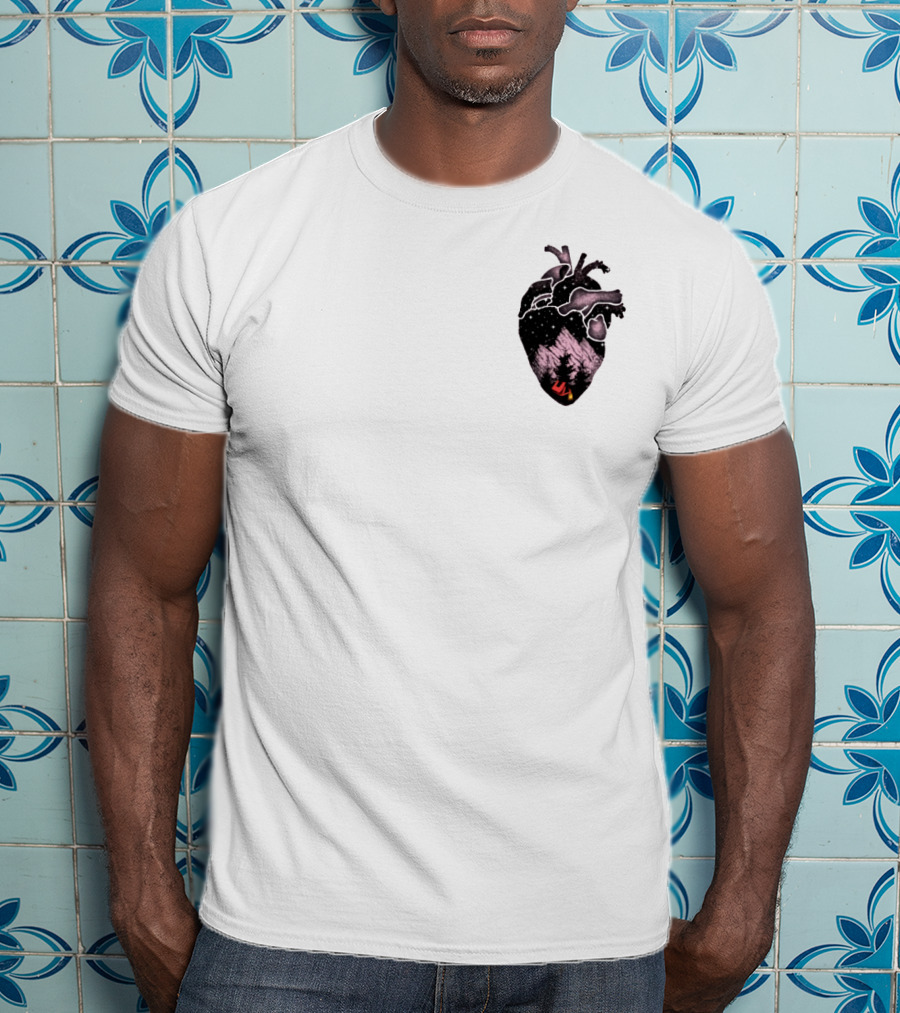 Camping Heart Forest Night Tent T-Shirt