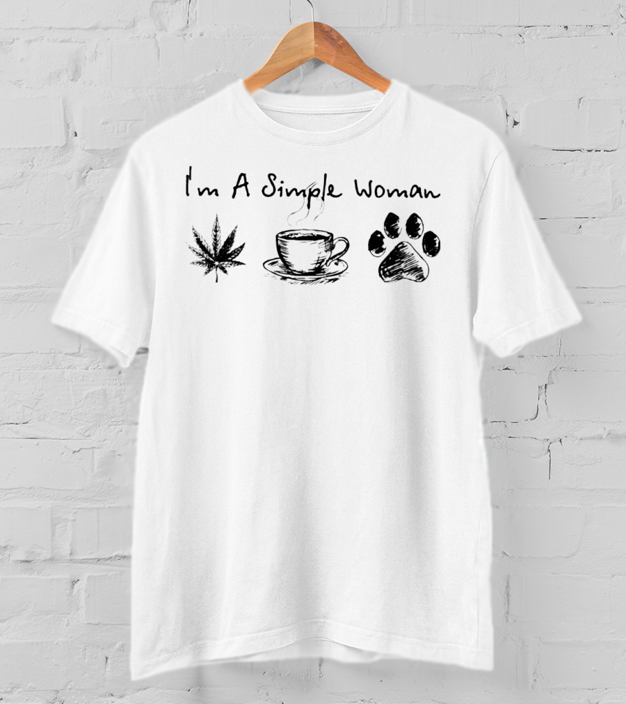 I'm A Simple Woman Leaf Coffee Paw T-Shirt