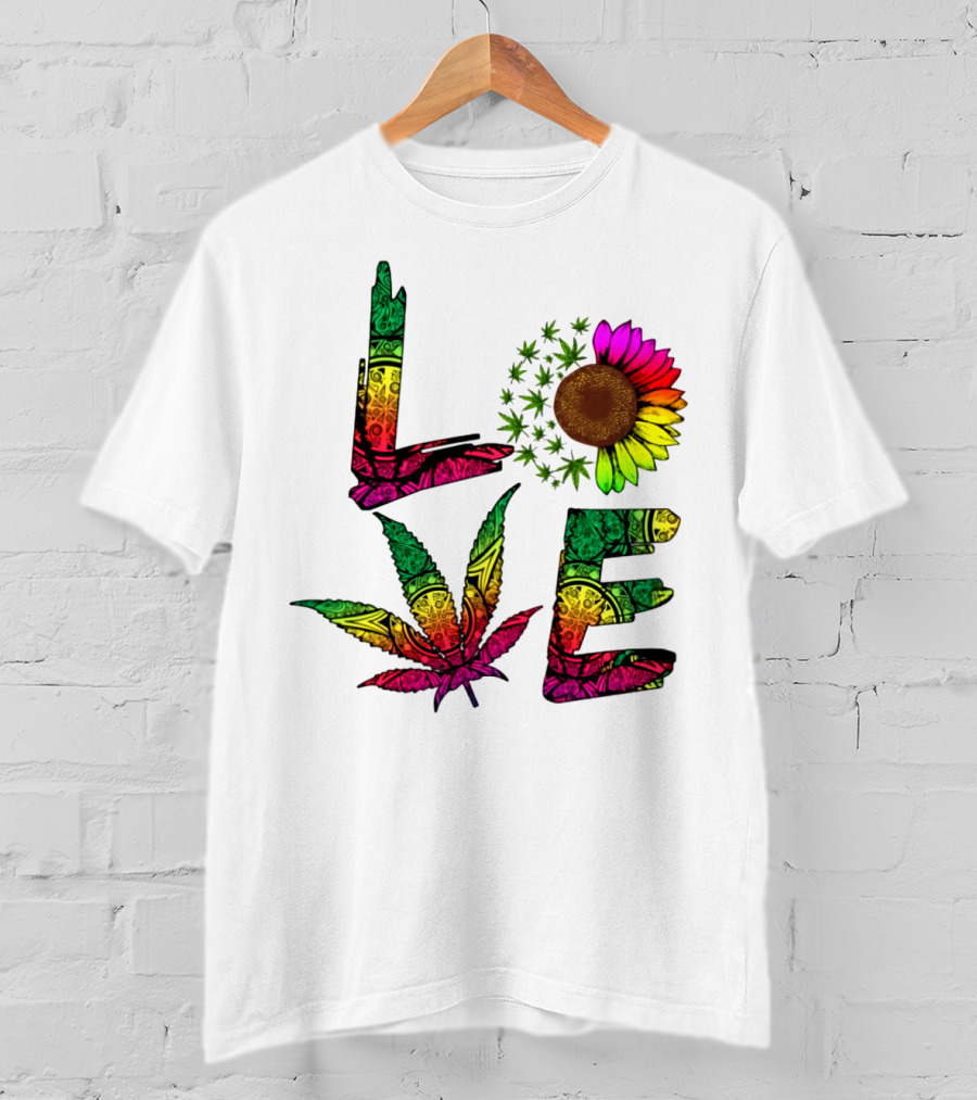 LOVE Weed Sunflower Leaf Rasta T-Shirt