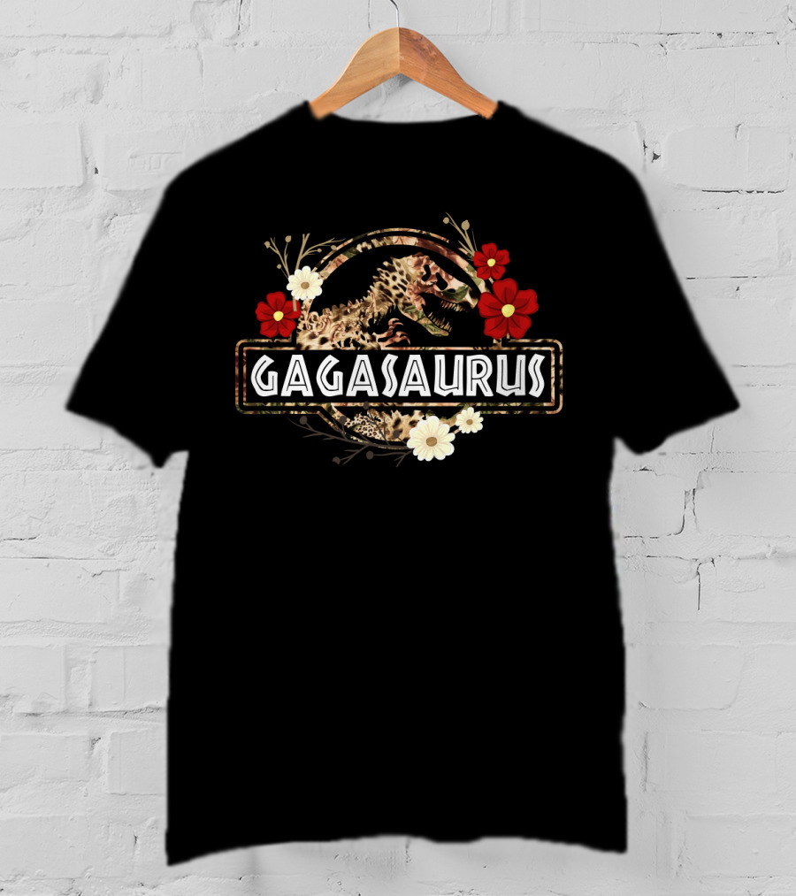 Gagasaurus Dinosaur With Floral Accents T-Shirt