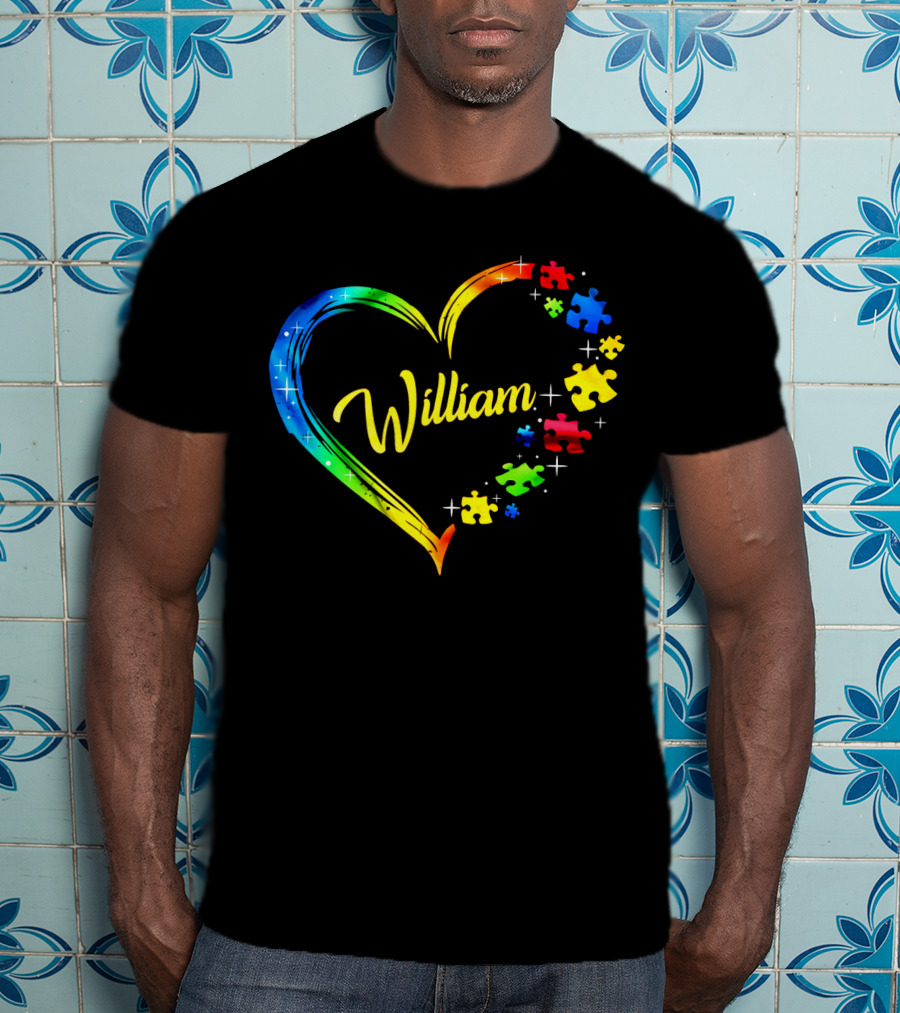 William Autism Puzzle Heart Rainbow Puzzles T-Shirt