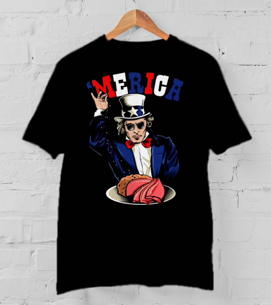 'Merica Uncle Sam Rock And Roll Patriotic Tacos Pizza T-Shirt