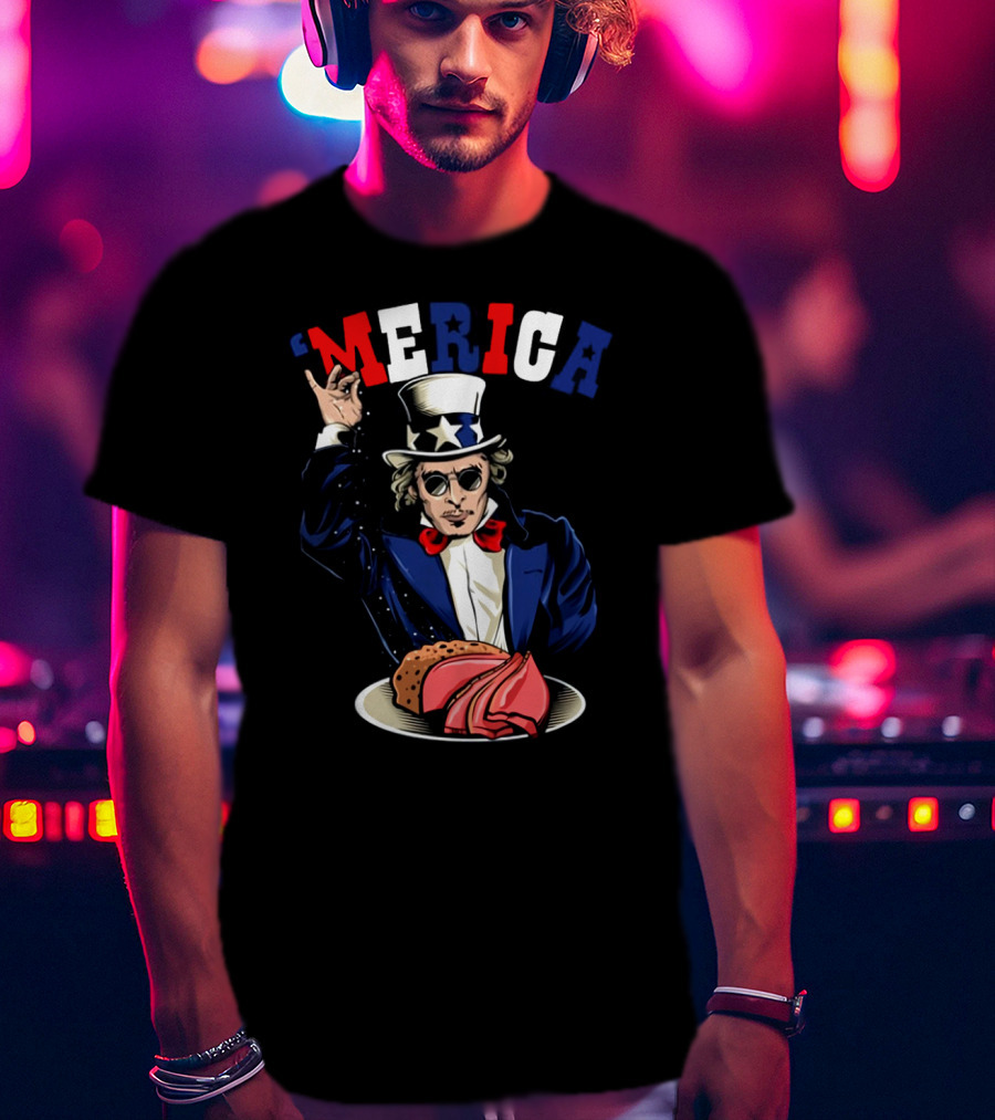 'Merica Uncle Sam Rock And Roll Patriotic Tacos Pizza T-Shirt
