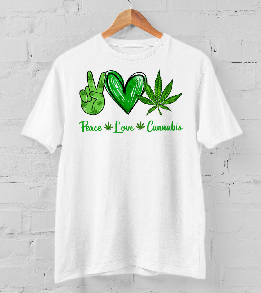 Peace Love Cannabis Green Symbols T-Shirt