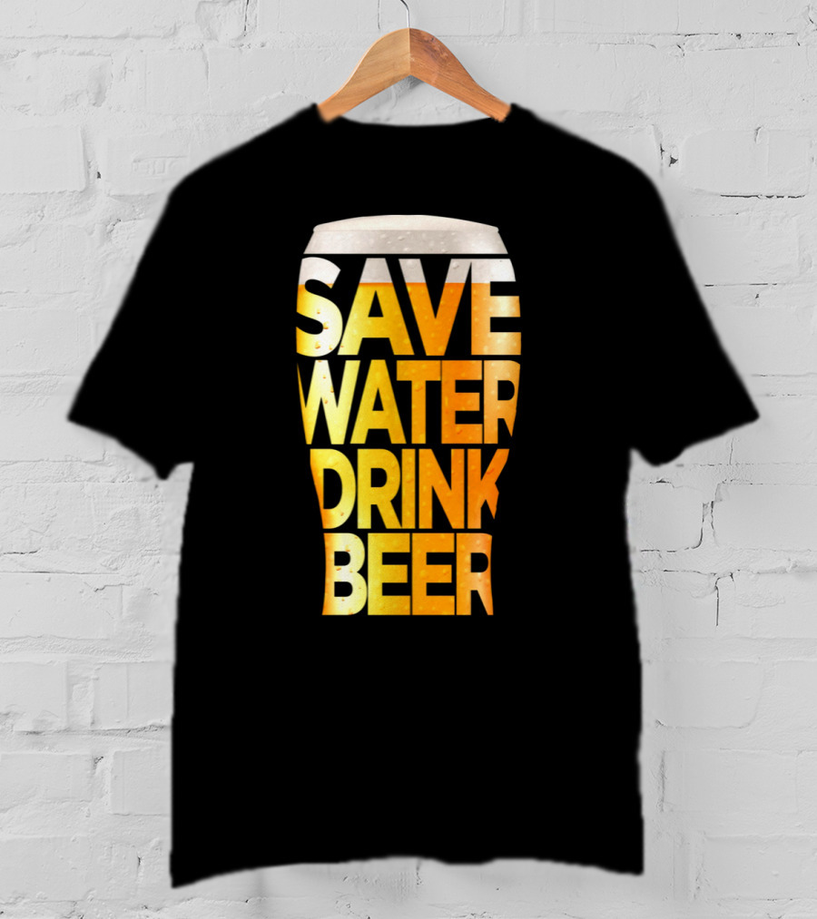 Save Water Drink Beer Retro Funny Beer Pint Glass T-Shirt