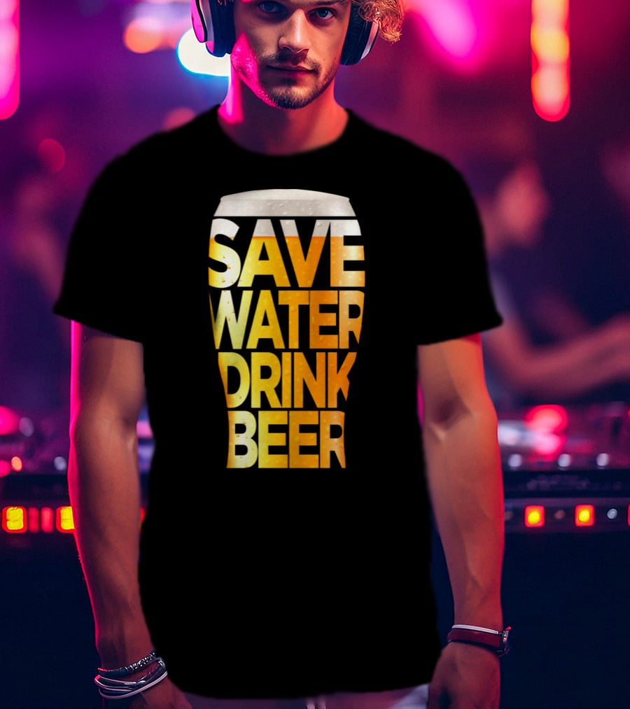 Save Water Drink Beer Retro Funny Beer Pint Glass T-Shirt