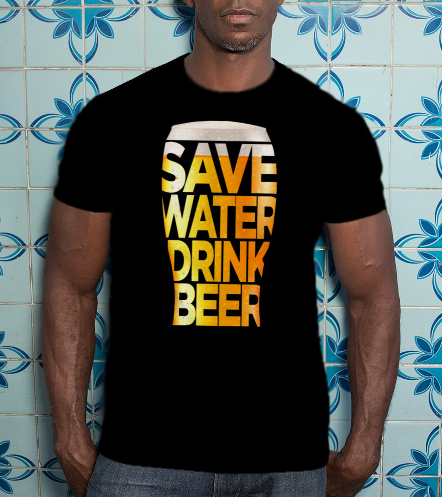 Save Water Drink Beer Retro Funny Beer Pint Glass T-Shirt