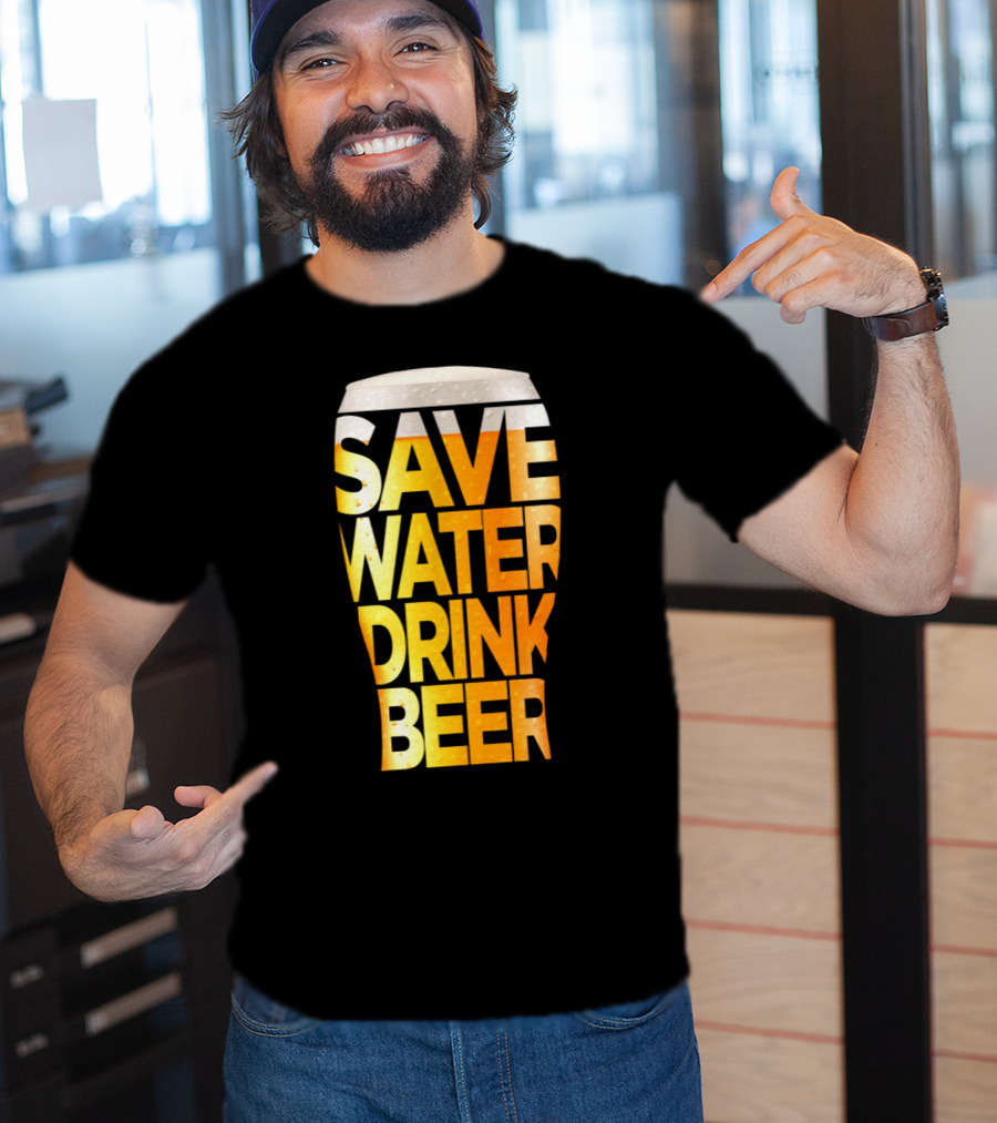 Save Water Drink Beer Retro Funny Beer Pint Glass T-Shirt