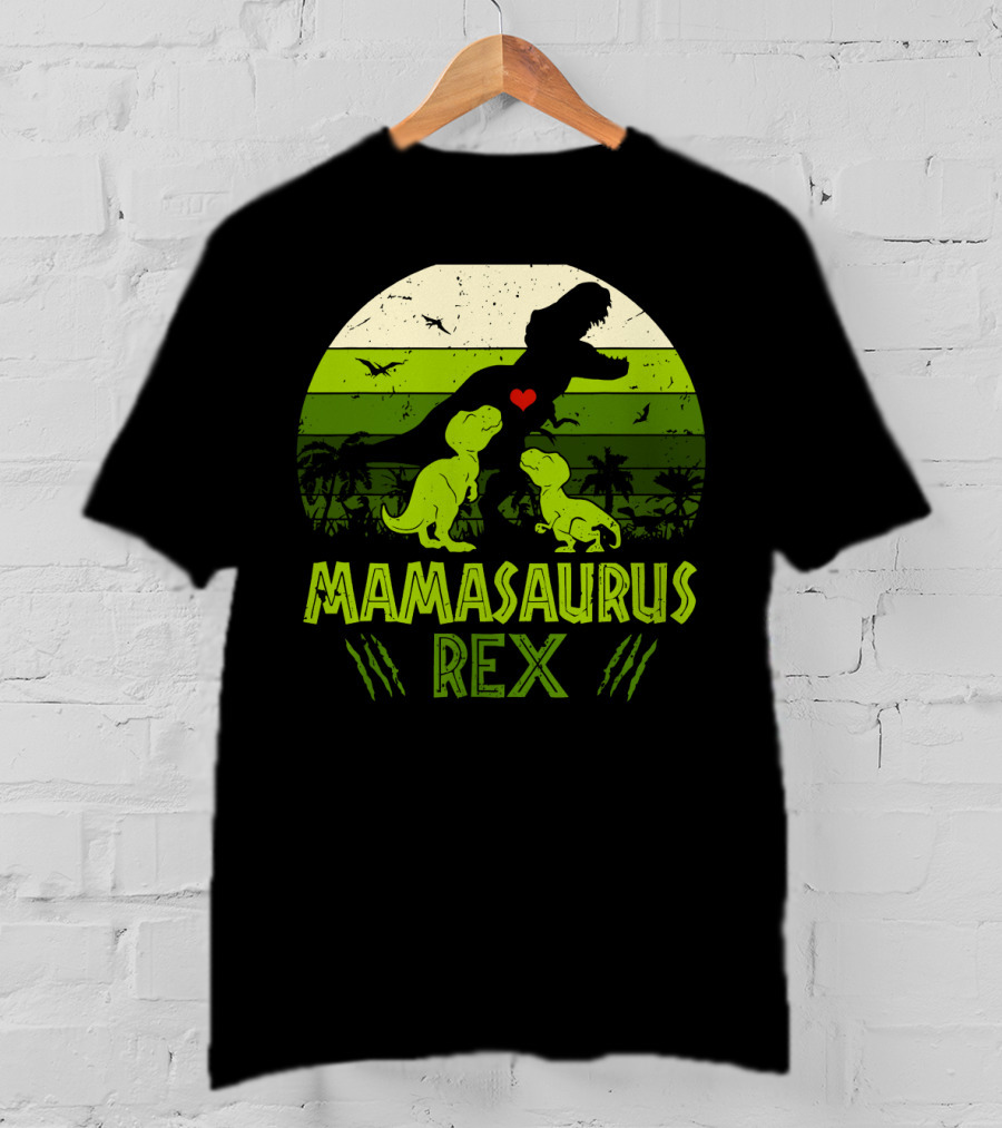 Vintage Retro Mamasaurus Rex Dinosaur Lover 2 Kids T-Shirt