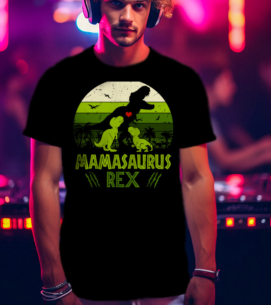 Vintage Retro Mamasaurus Rex Dinosaur Lover 2 Kids T-Shirt