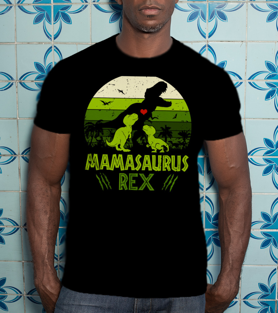 Vintage Retro Mamasaurus Rex Dinosaur Lover 2 Kids T-Shirt