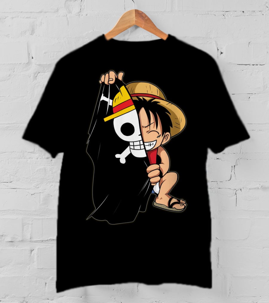 Luffy Pirate Hat Skull Flag Onepiece T-Shirt