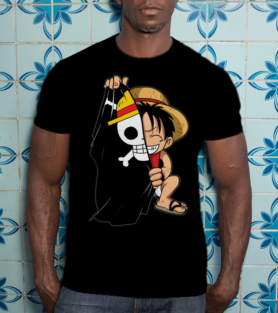 Luffy Pirate Hat Skull Flag Onepiece T-Shirt
