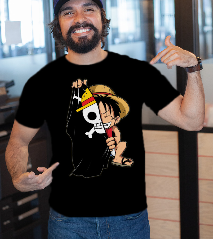 Luffy Pirate Hat Skull Flag Onepiece T-Shirt