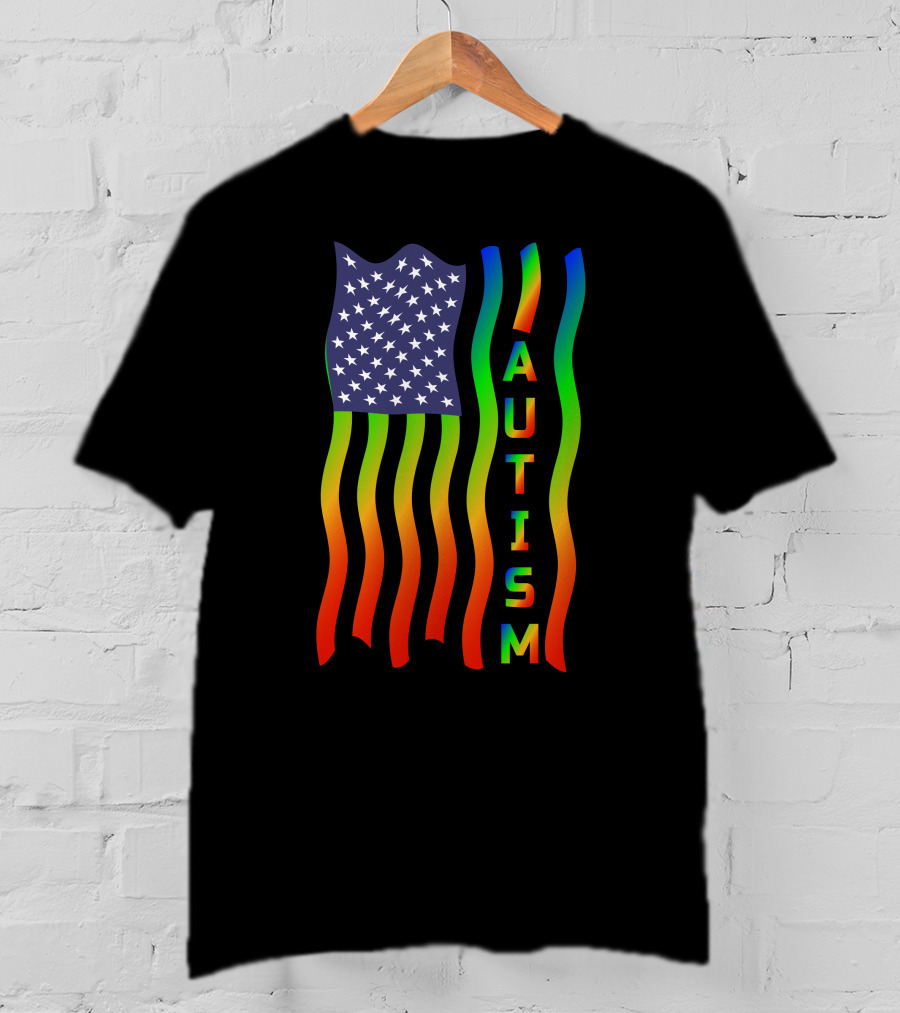 American Flag Autism Awareness Teacher T-Shirt