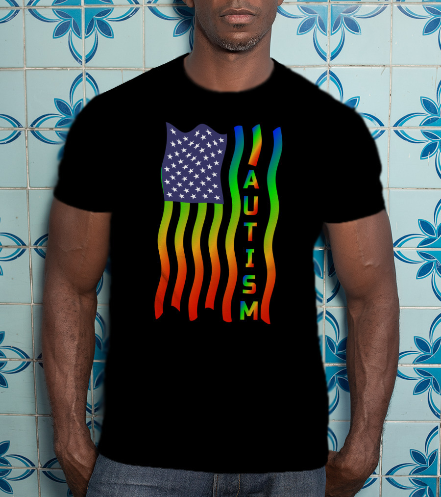 American Flag Autism Awareness Teacher T-Shirt