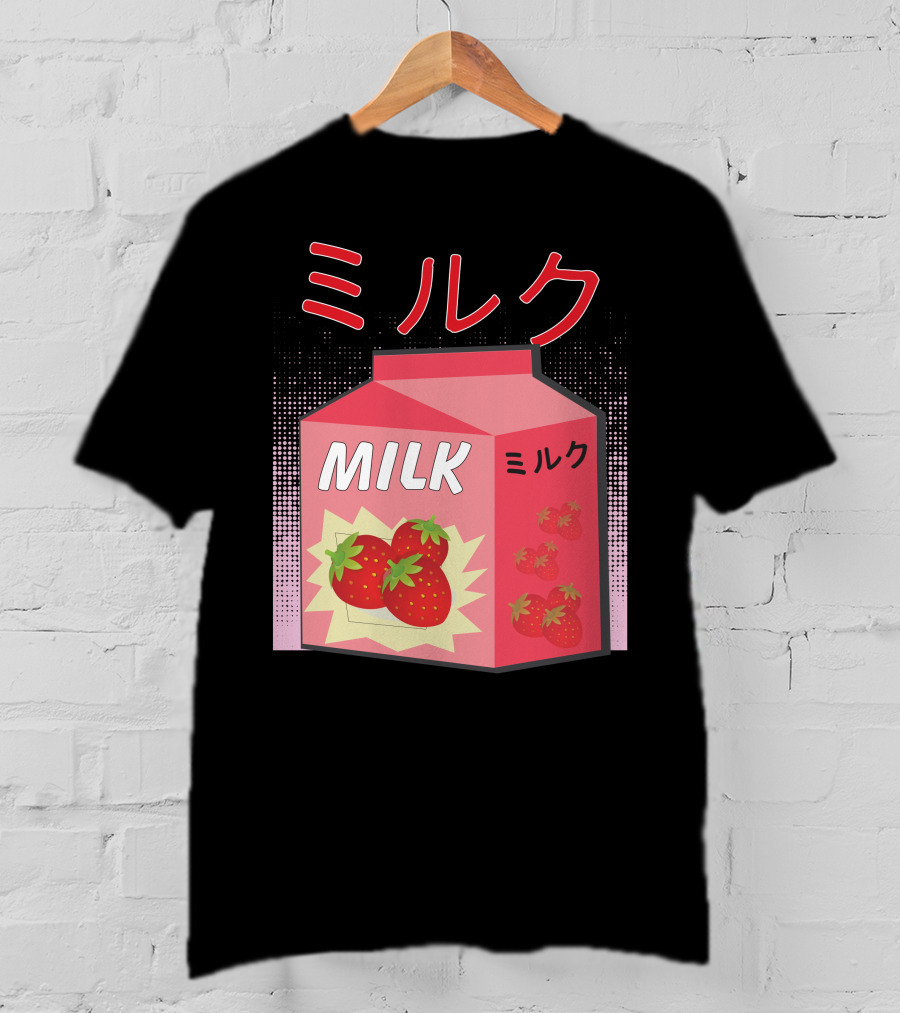 Japanese Otaku Anime Milk Strawberry Milkshake T-Shirt