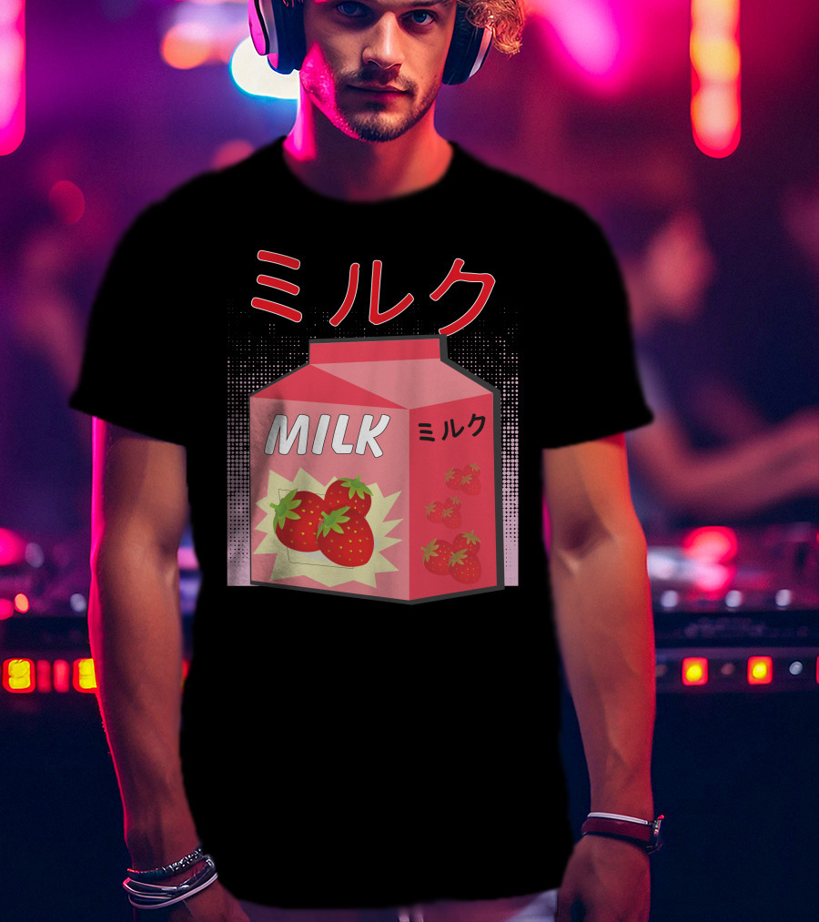 Japanese Otaku Anime Milk Strawberry Milkshake T-Shirt