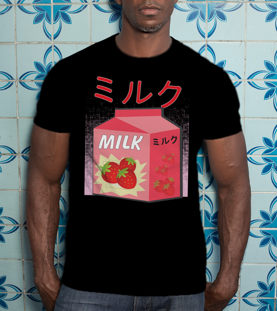 Japanese Otaku Anime Milk Strawberry Milkshake T-Shirt