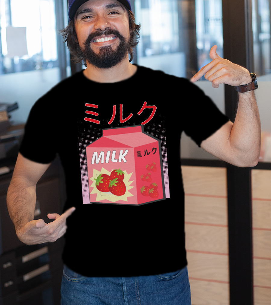 Japanese Otaku Anime Milk Strawberry Milkshake T-Shirt