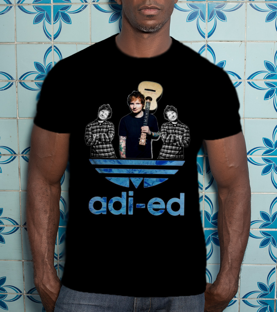 Adi-Ed Sheeran Trio With Guitar And Blue Stripes T-Shirt