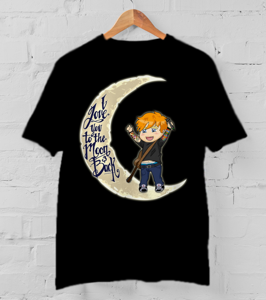 I Love You To The Moon And Back - Cartoon Guitar Character T-Shirt