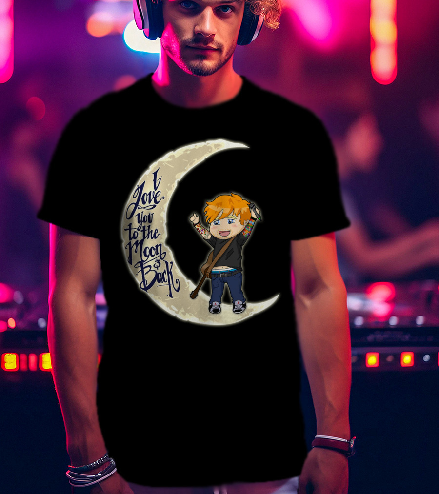 I Love You To The Moon And Back - Cartoon Guitar Character T-Shirt