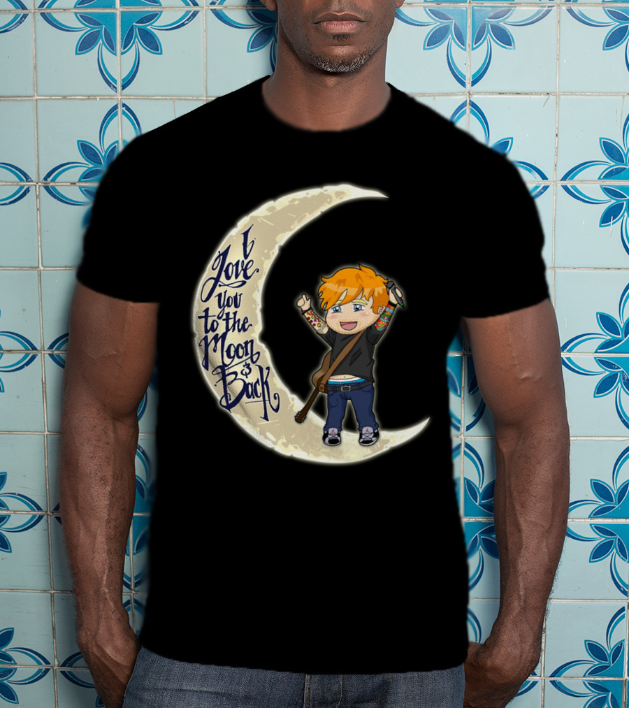 I Love You To The Moon And Back - Cartoon Guitar Character T-Shirt