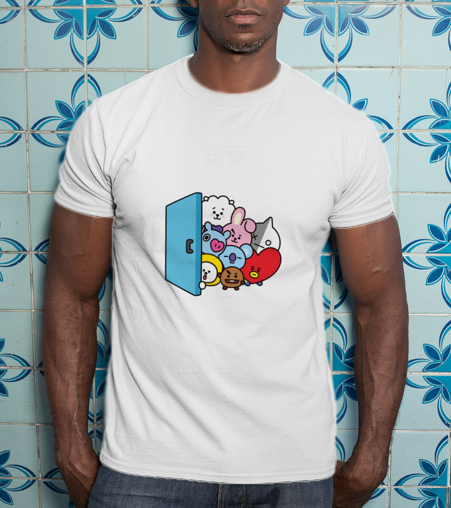 BT21 Characters Behind Door Icons T-Shirt