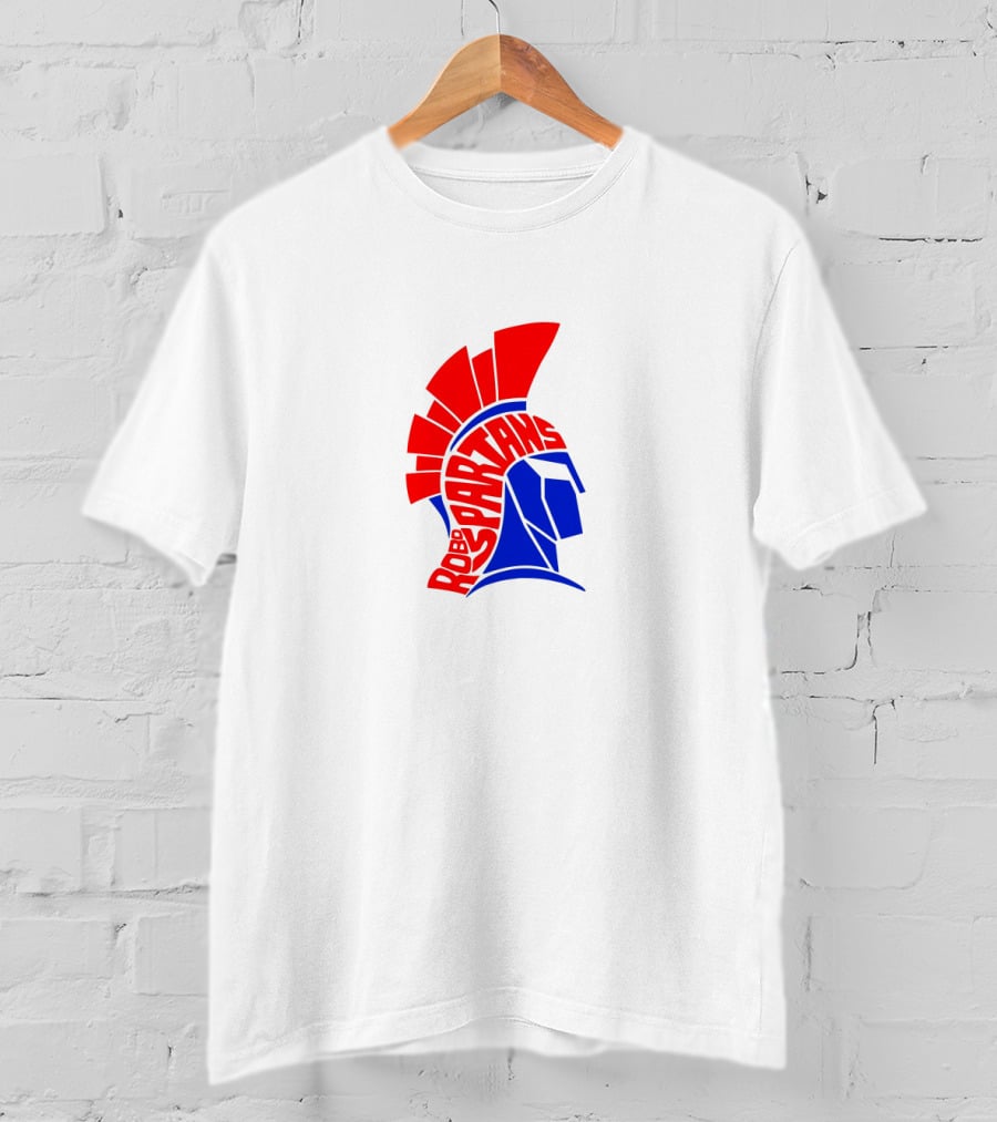 Robo Spartans Logo Red And Blue Spartan Helmet T-Shirt