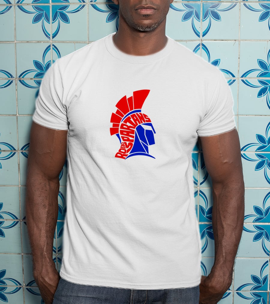 Robo Spartans Logo Red And Blue Spartan Helmet T-Shirt