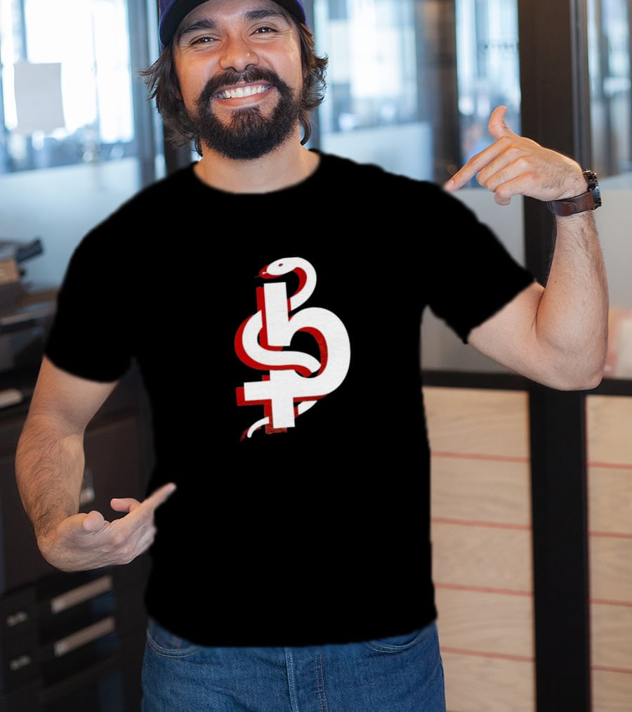 Blackbear Snake Symbol Icon With Red And White T-Shirt