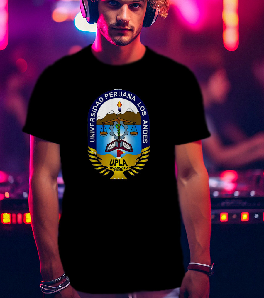Universidad Peruana Los Andes UPLA Huancayo Peru Crest With Scales And Mountains T-Shirt
