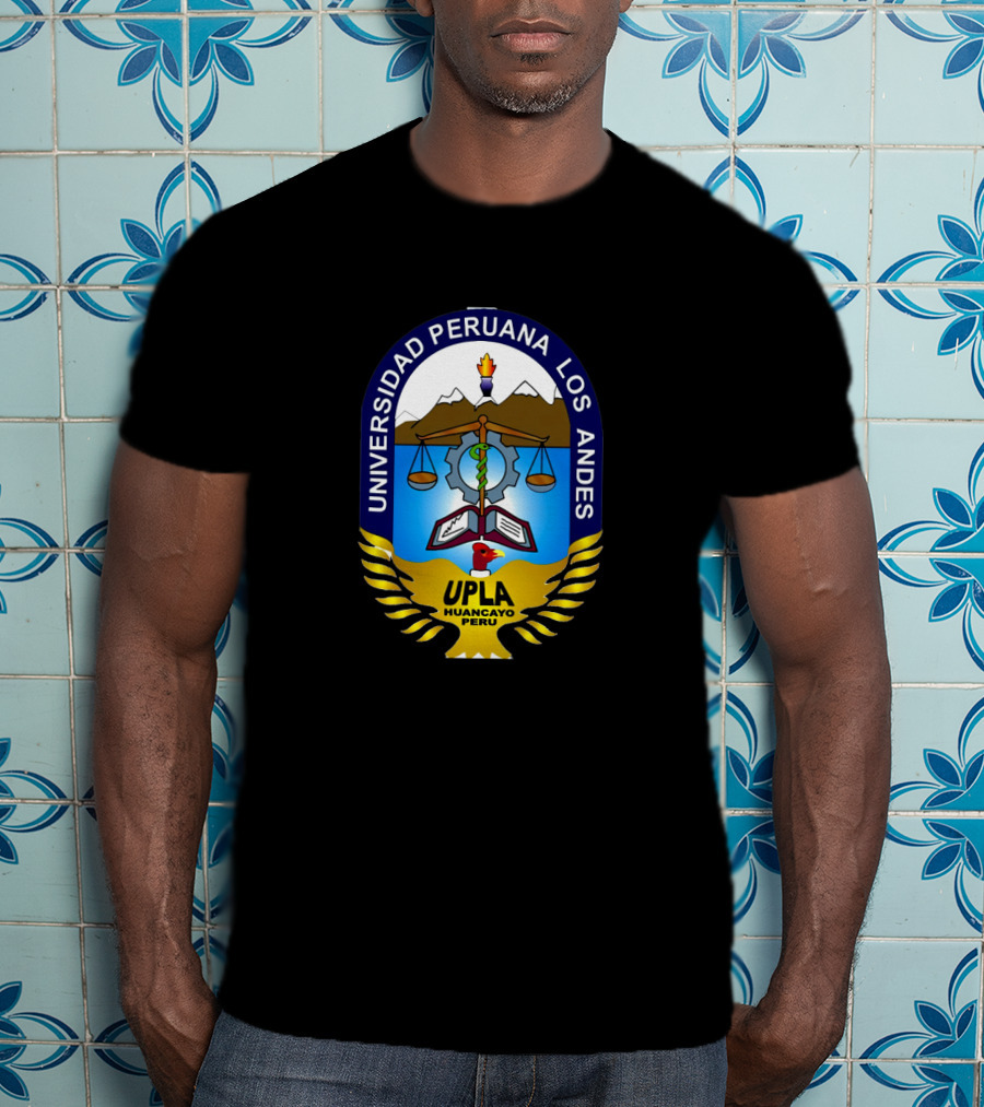 Universidad Peruana Los Andes UPLA Huancayo Peru Crest With Scales And Mountains T-Shirt