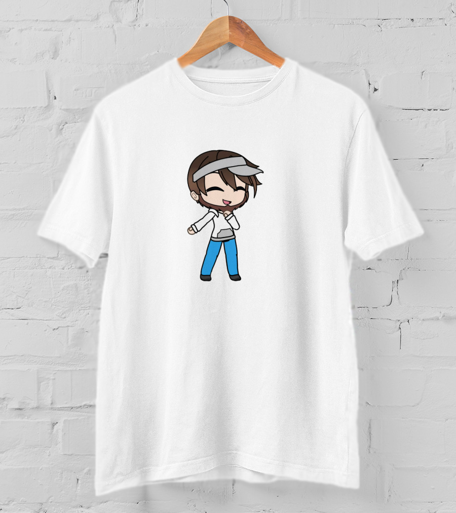 Brandon Farris Cartoon Style Character With White Visor And Blue Pants T-Shirt
