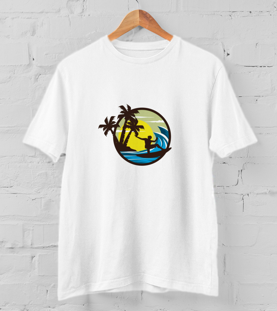 Surfing Sport Tropical Sunset Wave Palms Rider T-Shirt