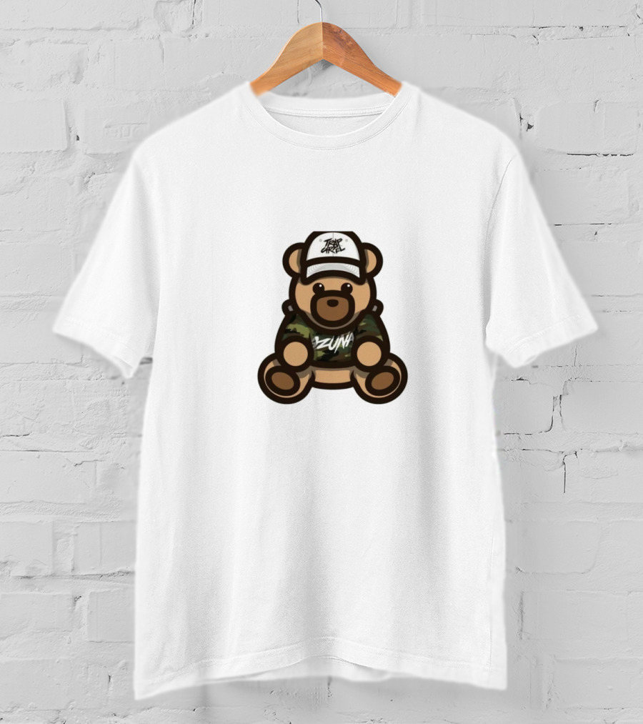 Ozuna Teddy Bear Wearing Camo Outfit And Trippy Gang Cap T-Shirt