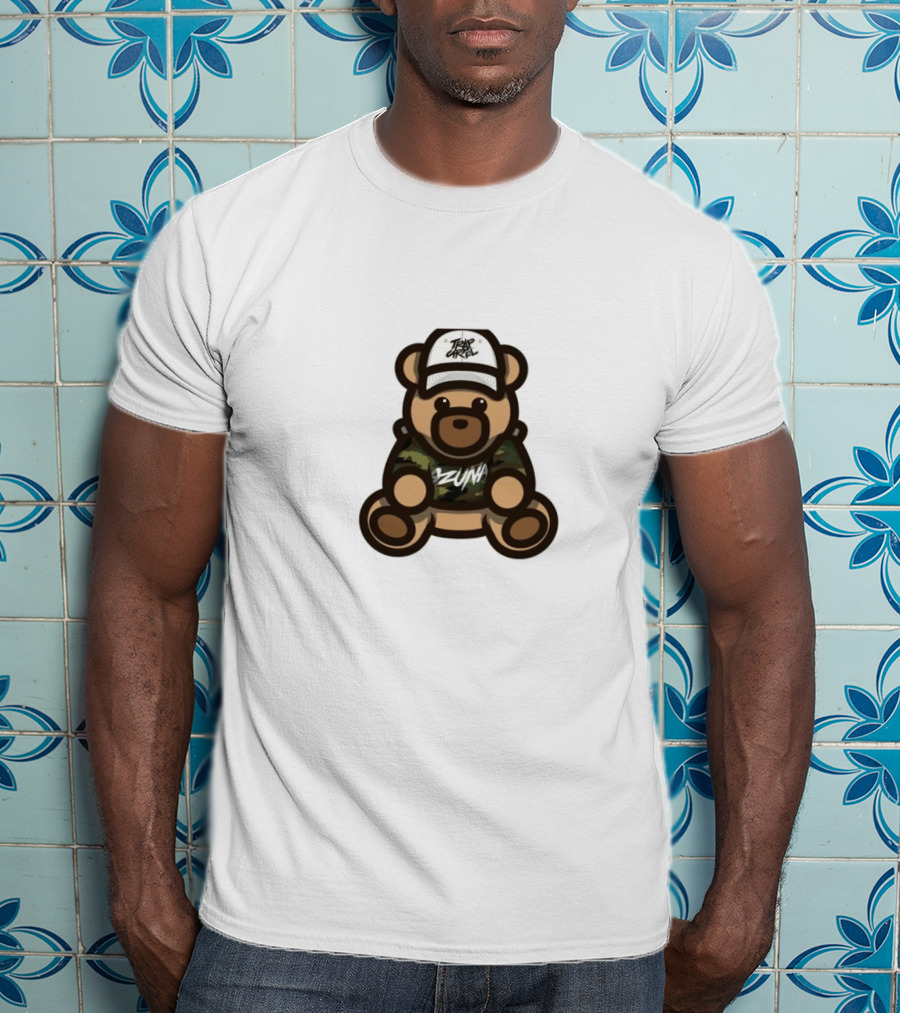 Ozuna Teddy Bear Wearing Camo Outfit And Trippy Gang Cap T-Shirt