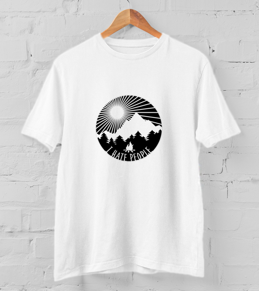 I Hate People Camping Mountain Forest Sunburst T-Shirt
