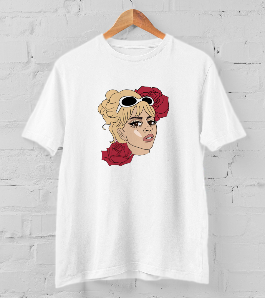 Kali Uchis Blonde Sunglasses Red Roses T-Shirt