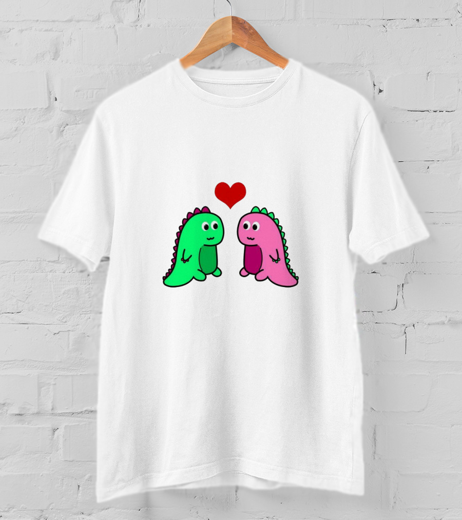 LaurDIY Green And Pink Dinosaur Heart T-Shirt